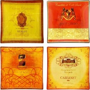 Prima Donna Glass Wine Plates New in Box